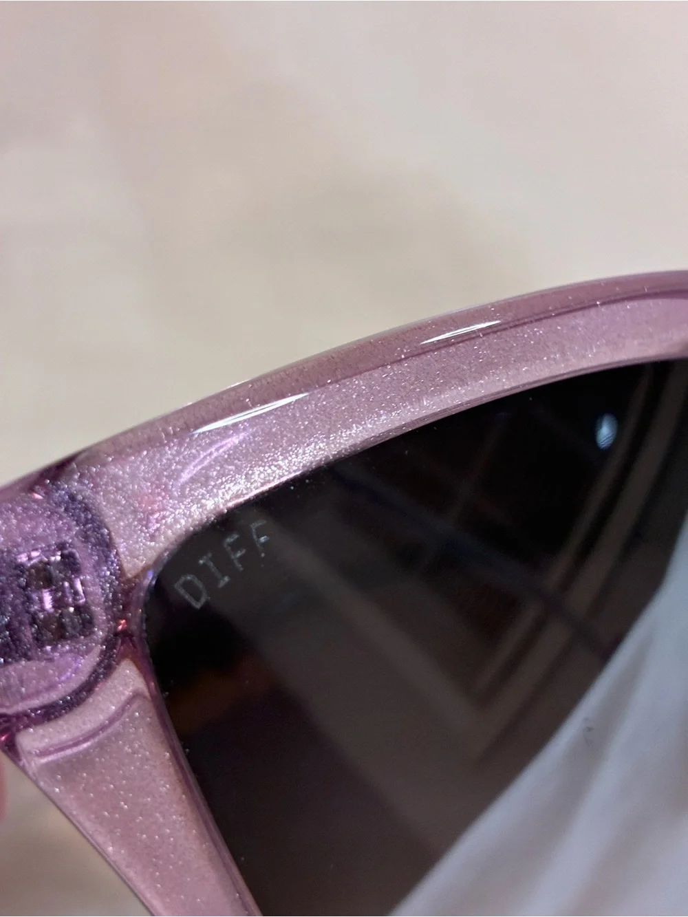 Diff Eyewear Lavender Transparent Frame Sunglasses with Gray Lenses